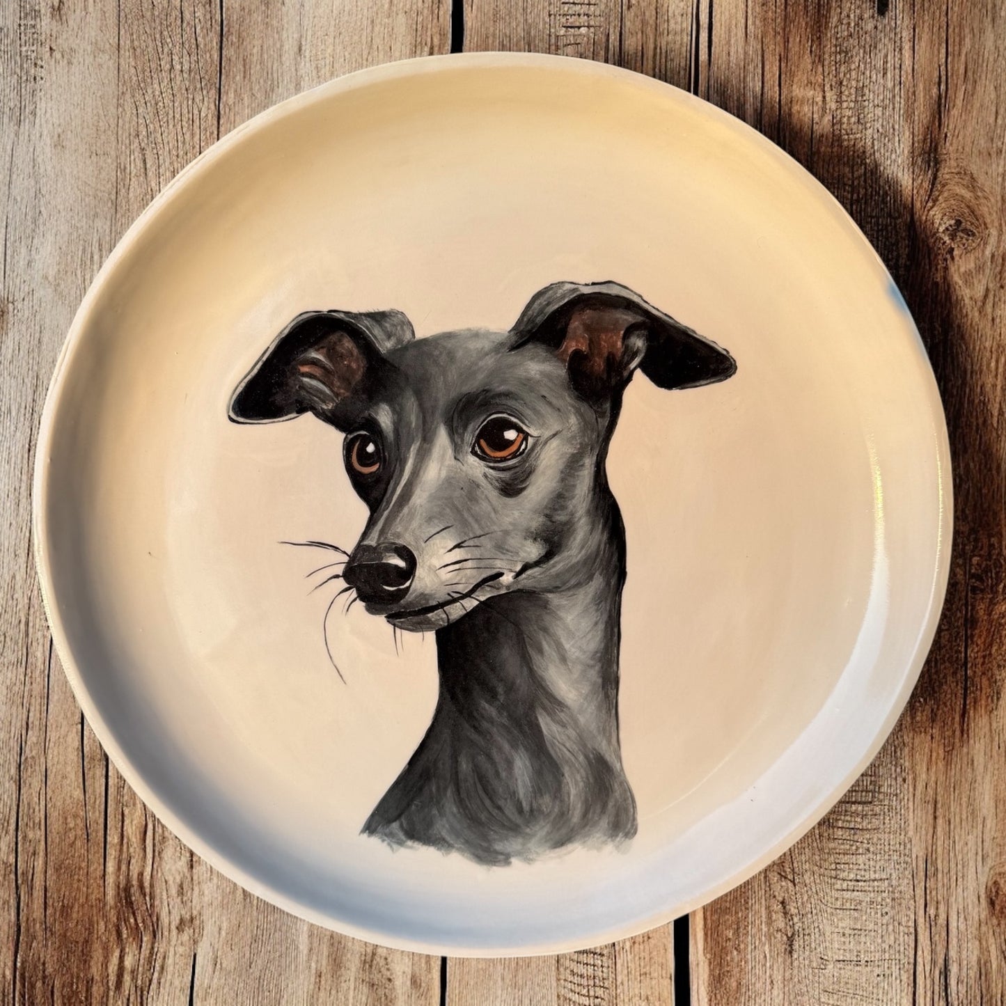 Hand-Painted Italian Greyhound Decorative Plate