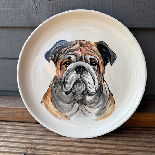 Hand-Painted Bulldog Decorative Plate
