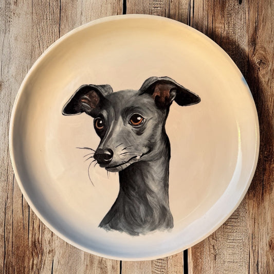 Hand-Painted Italian Greyhound Decorative Plate